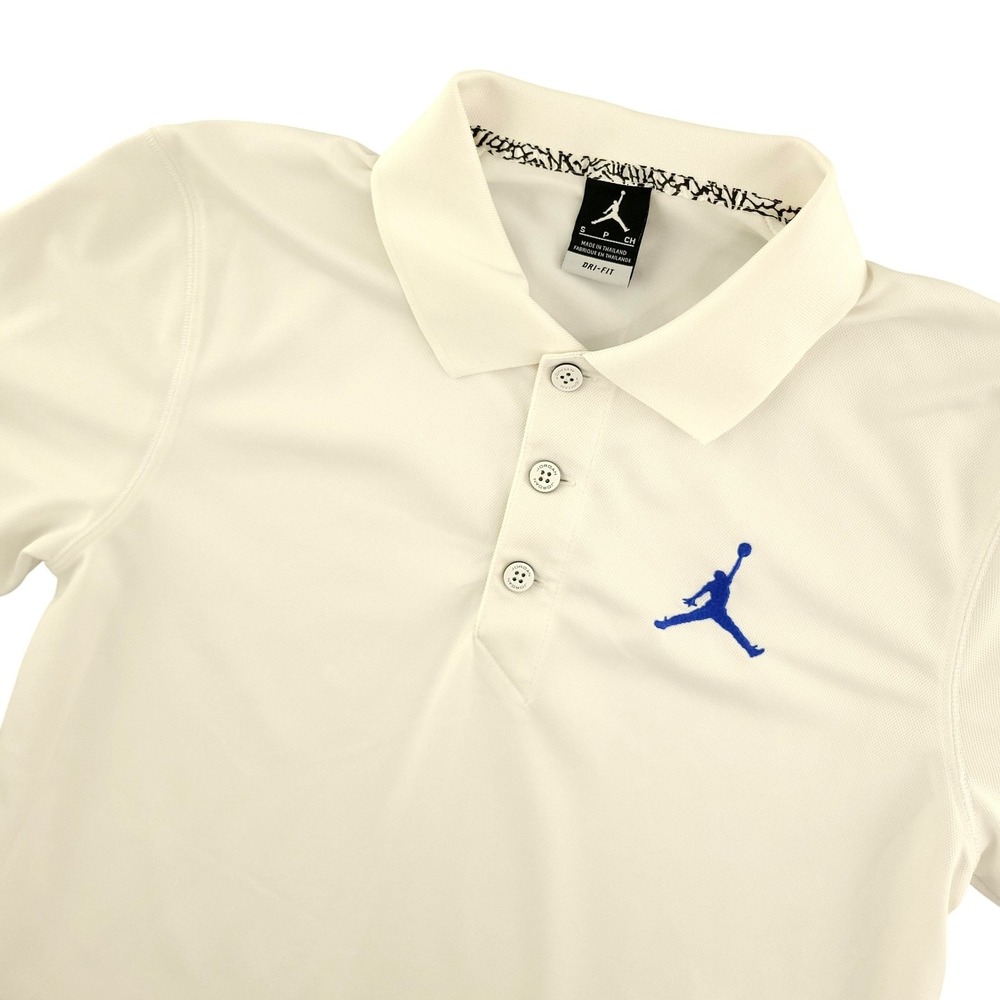 Jordan‎ Polo Shirt Mens Small White Jumpman Dri-FIT Basketball Performance Top